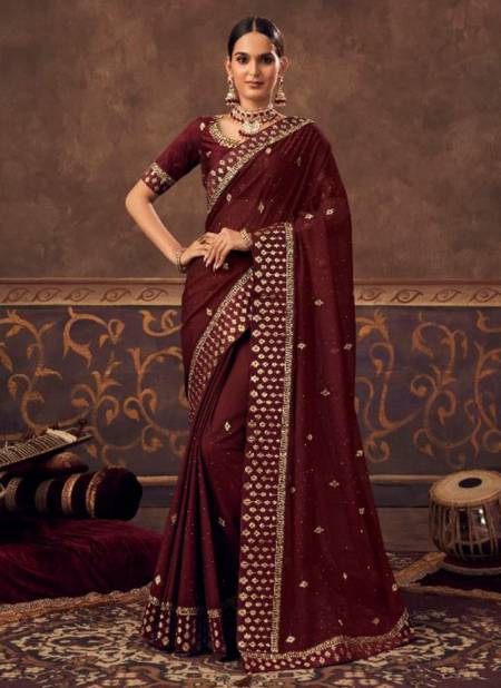 Brown Colour Nihaara Kavira New Latest Designer Ethnic Wear Chiffon Saree Collection 4802